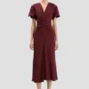 Eve midi dress in burgundy