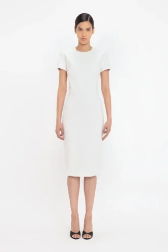Fitted t-shirt dress in ivory