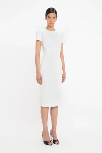 Fitted t-shirt dress in ivory