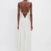 Floor-length cami dress in ivory