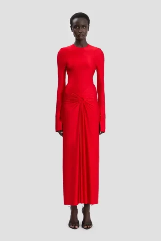 Frances midi dress in cardinal red