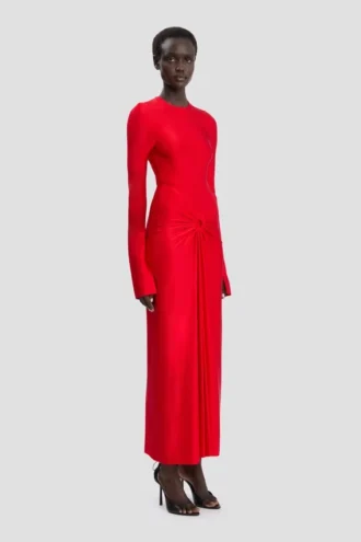 Frances midi dress in cardinal red