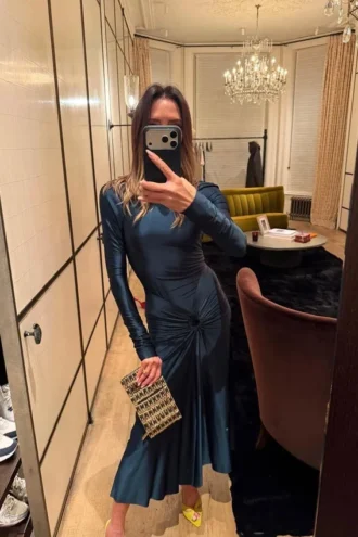 Frances midi dress in dark teal