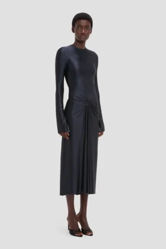 Frances midi dress in navy