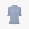 Frill polo top in cloud blue