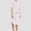 Frill polo top in white