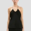 Gathered cami top in black