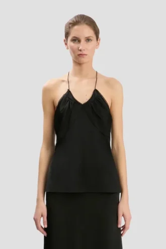 Gathered cami top in black