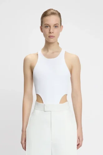 High leg bodysuit in white