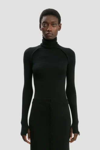 High neck jumper in black
