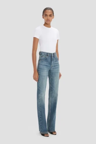 Julia stretch jean in worn blue wash
