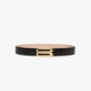 Jumbo dorian belt in black croc embossed calf leather