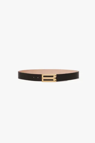 Jumbo dorian belt in black glossed leather