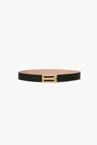Jumbo dorian belt in black grained leather