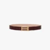 Jumbo dorian belt in burgundy croc embossed calf leather