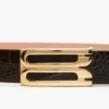 Jumbo dorian belt in chocolate croc embossed leather
