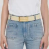 Jumbo dorian belt in ivory grained leather