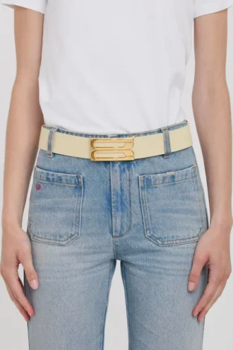 Jumbo dorian belt in ivory grained leather