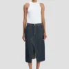 Kick pocket denim skirt in light rinse