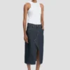 Kick pocket denim skirt in light rinse