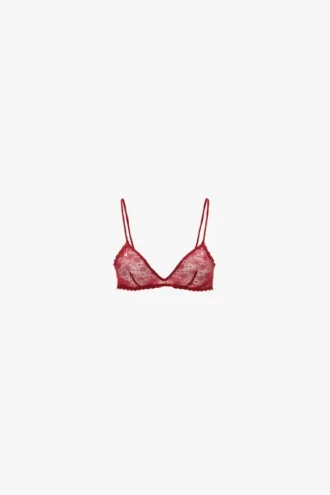 Lace bra in poppy red