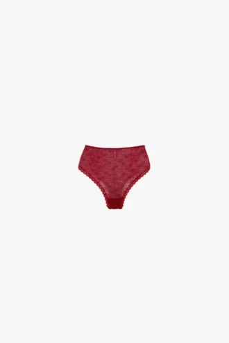 Lace monogram knicker in poppy red