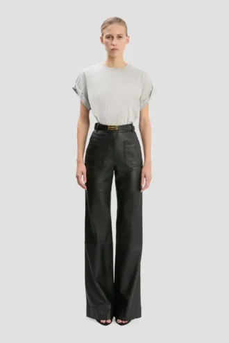 Leather alina trouser in black