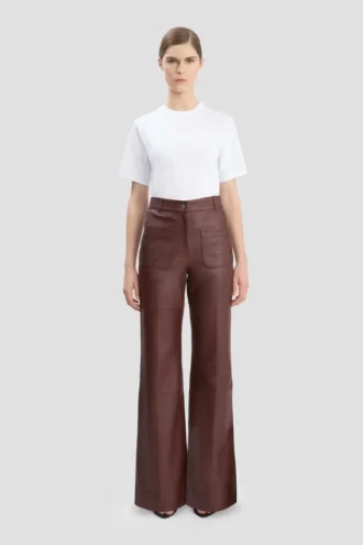 Leather alina trouser in burgundy