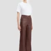 Leather alina trouser in burgundy