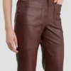 Leather alina trouser in burgundy