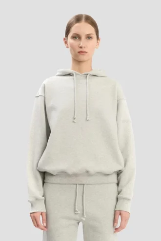 Logo embroidered hoodie in grey marl