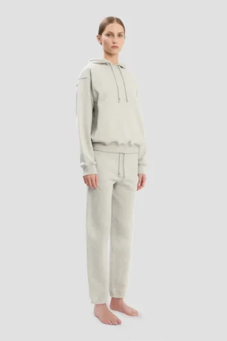 Logo embroidered hoodie in grey marl