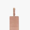 Luggage tag in blush pink croc embossed leather