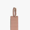 Luggage tag in blush pink croc embossed leather