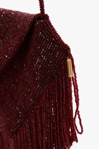Manhattan beaded pouch in burgundy