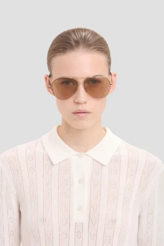 Metal pilot sunglass in gold blue