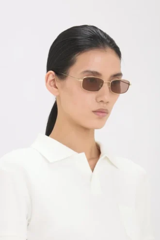 Metal sunglasses in gold honey havana