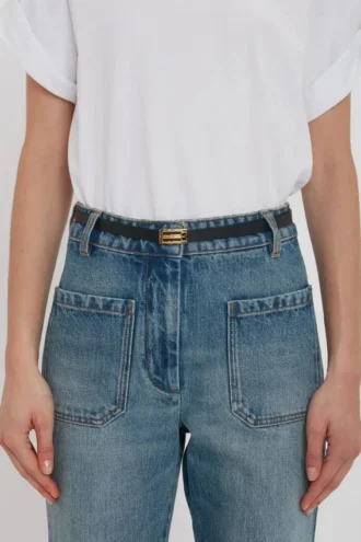 Micro dorian belt in black leather