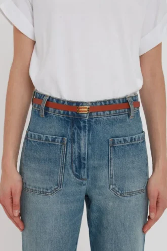 Micro dorian belt in tan leather