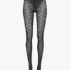 Monogram lace tights in black