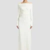 Off-shoulder gown in ivory