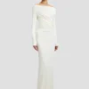 Off-shoulder gown in ivory