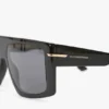 Oversized flat top frame in black