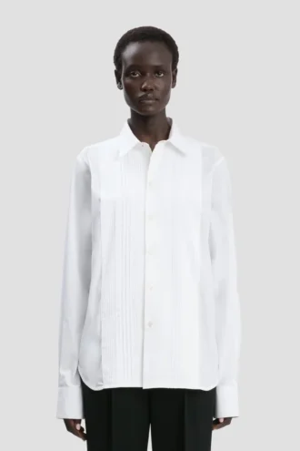 Pin tuck shirt in white