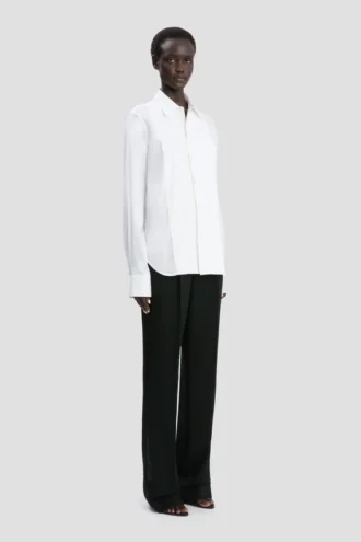 Pin tuck shirt in white