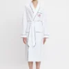 Piping detail pyjama robe in white