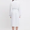 Piping detail pyjama robe in white