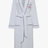 Piping detail pyjama robe in white