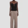 Pleated waist trouser in limestone