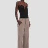 Pleated waist trouser in limestone
